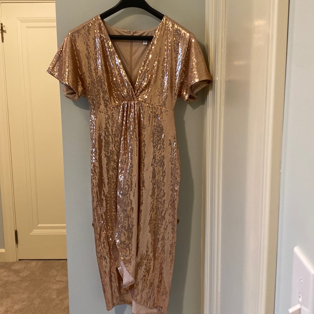 Express rose gold sequin dress